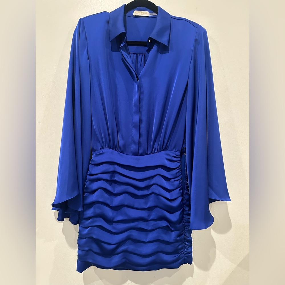 Ramy Brook Royal Blue Satin Mini Dress - Picture 3 of 5